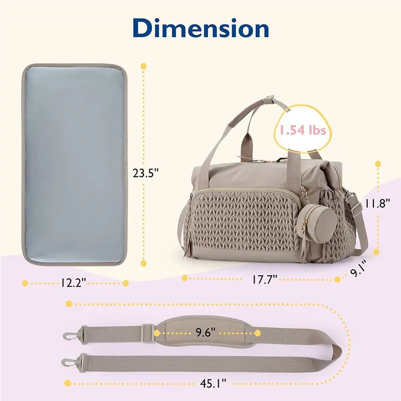 Quilted Large-Capacity Baby Changing Bag