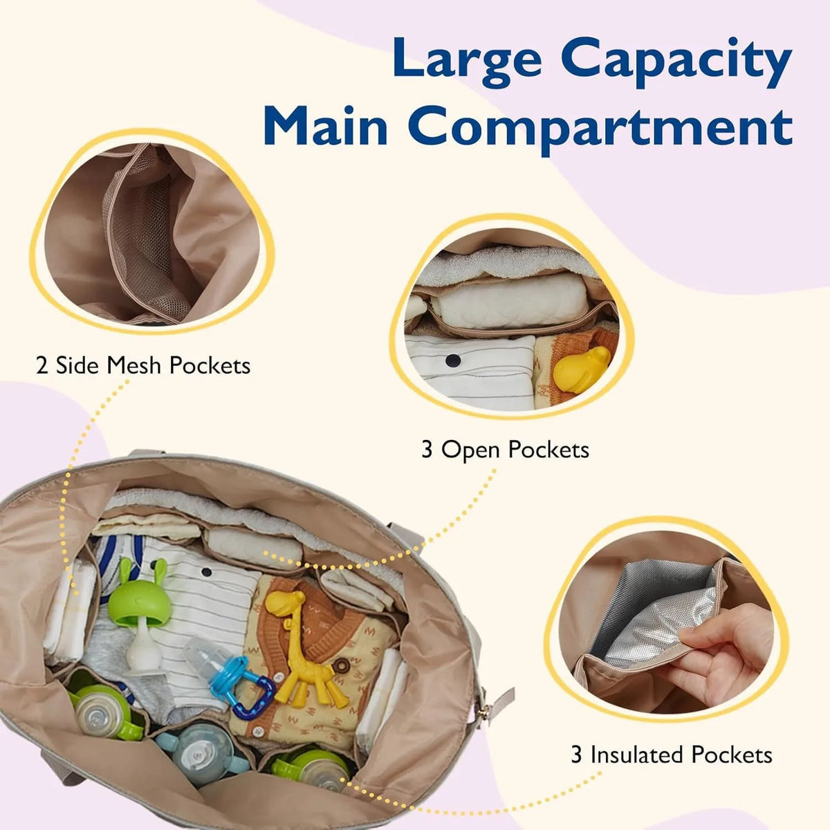 Quilted Large-Capacity Baby Changing Bag